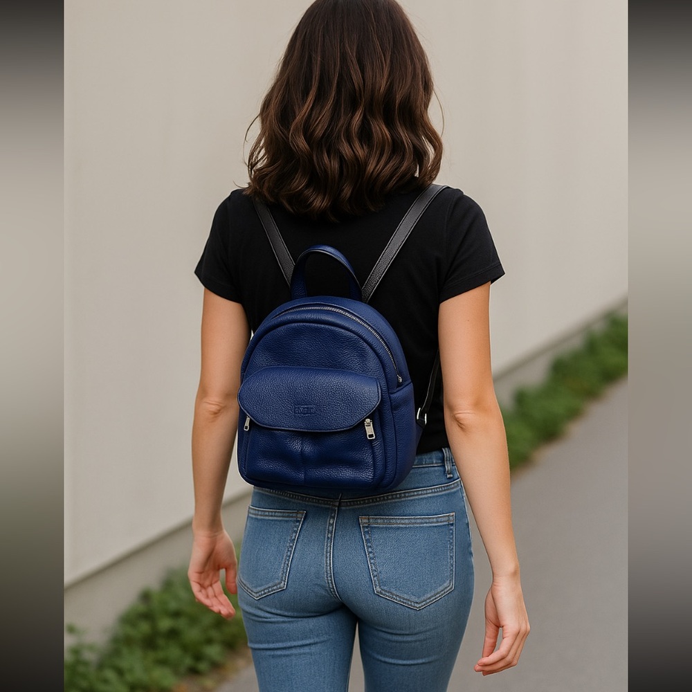*Rudsak Blue  Pebbled Leather Backpack can also be worn as a crossbody